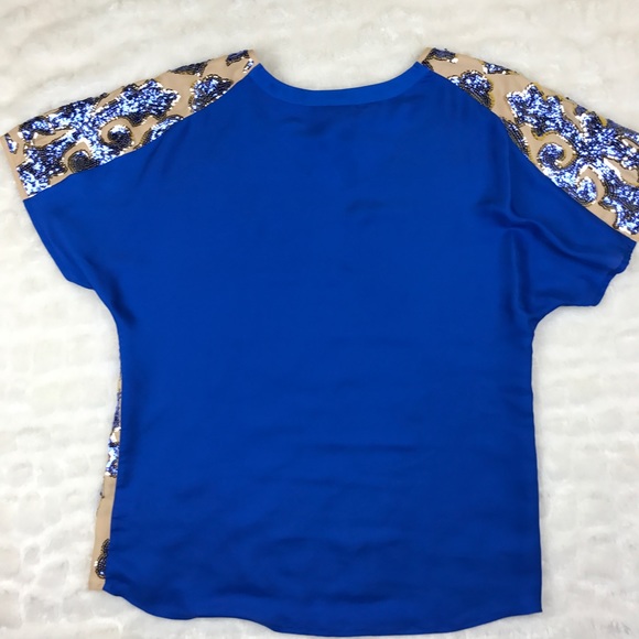 Tracy Reese NM Target Blue Tan Sequin Sheer Top - Picture 8 of 8